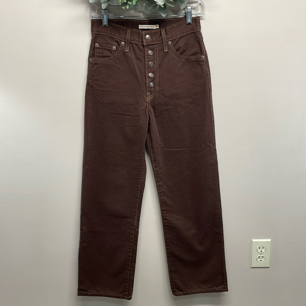 NWOT Levi’s Ribcage Straight Ankle Brown Denim Jeans 25